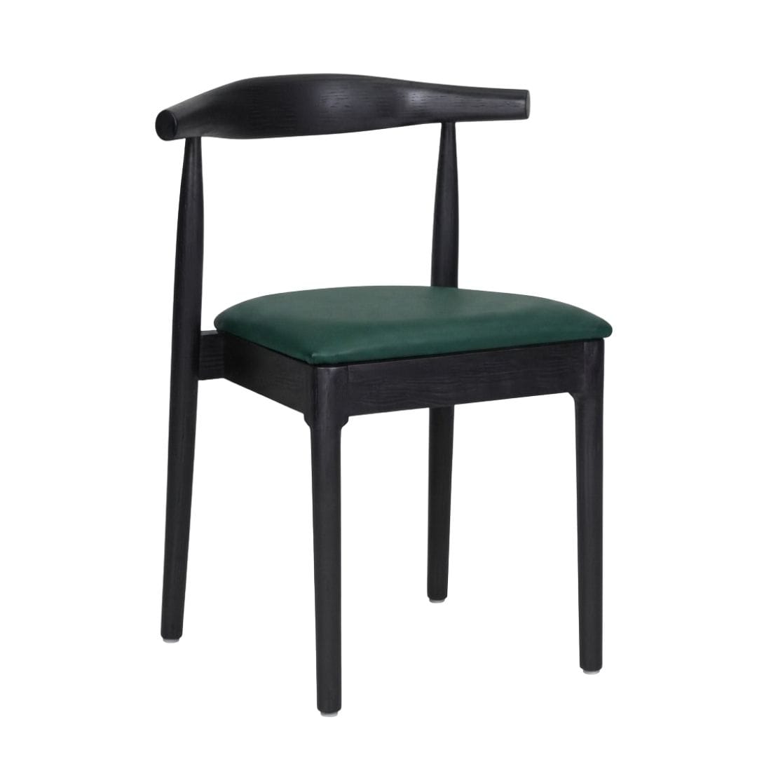 Chivari Black Wood Horn Chair with Hunter Green Vinyl Cushion CHWBL-SHVHG-KT