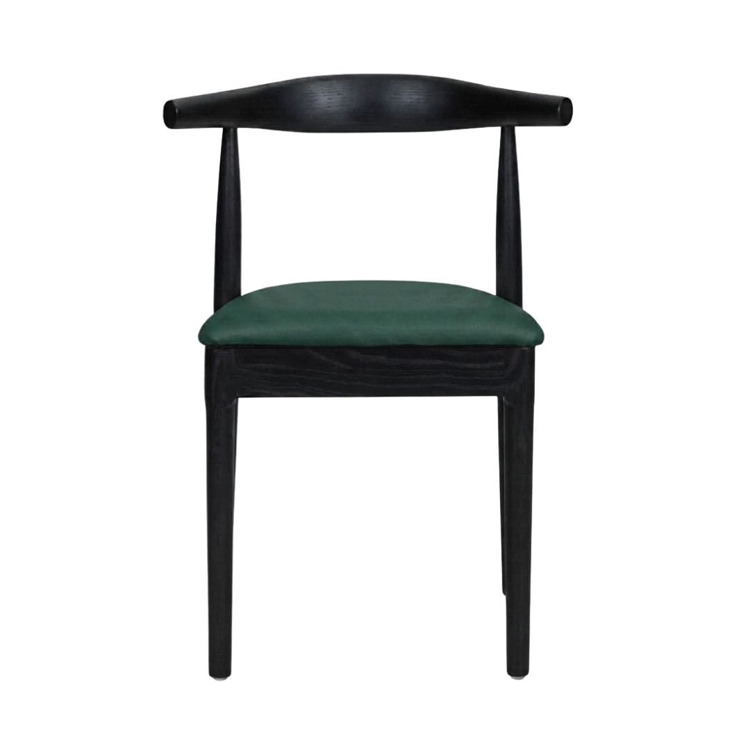 Chivari Black Wood Horn Chair with Hunter Green Vinyl Cushion CHWBL-SHVHG-KT