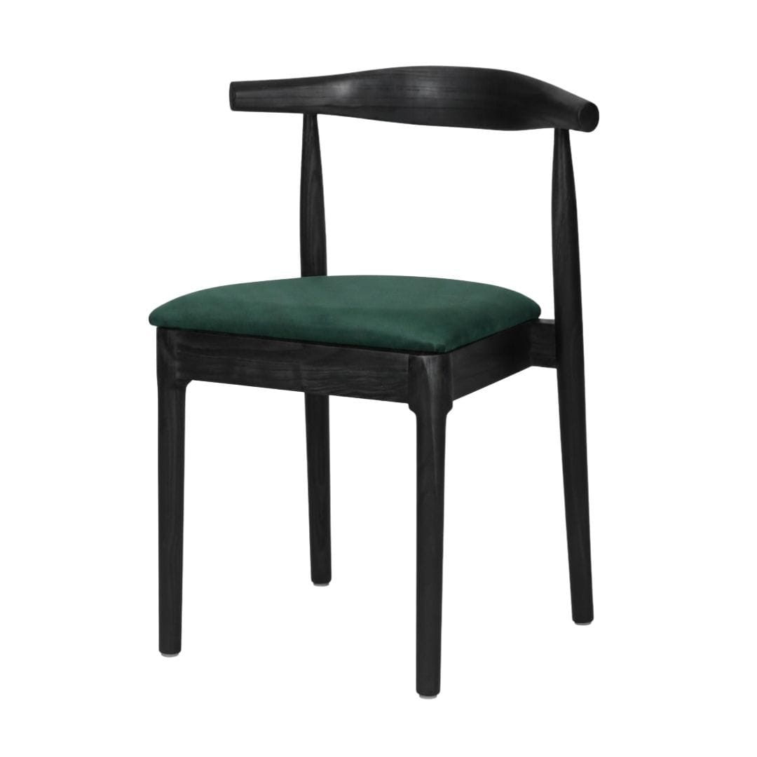 Chivari Black Wood Horn Chair with Hunter Green Vinyl Cushion CHWBL-SHVHG-KT