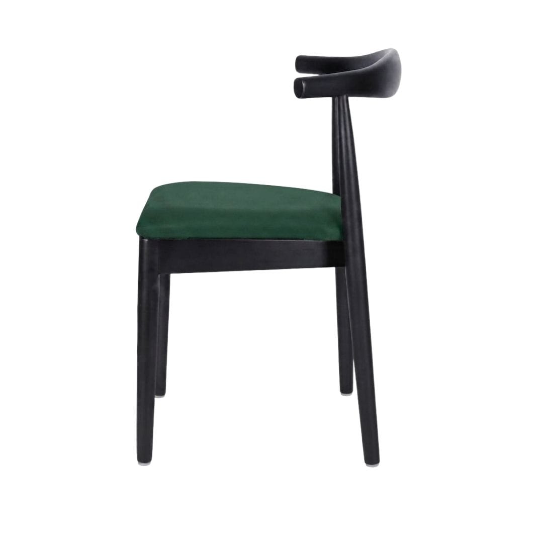 Chivari Black Wood Horn Chair with Hunter Green Vinyl Cushion CHWBL-SHVHG-KT