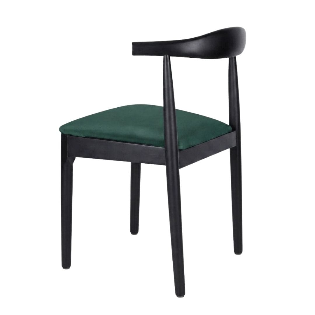 Chivari Black Wood Horn Chair with Hunter Green Vinyl Cushion CHWBL-SHVHG-KT