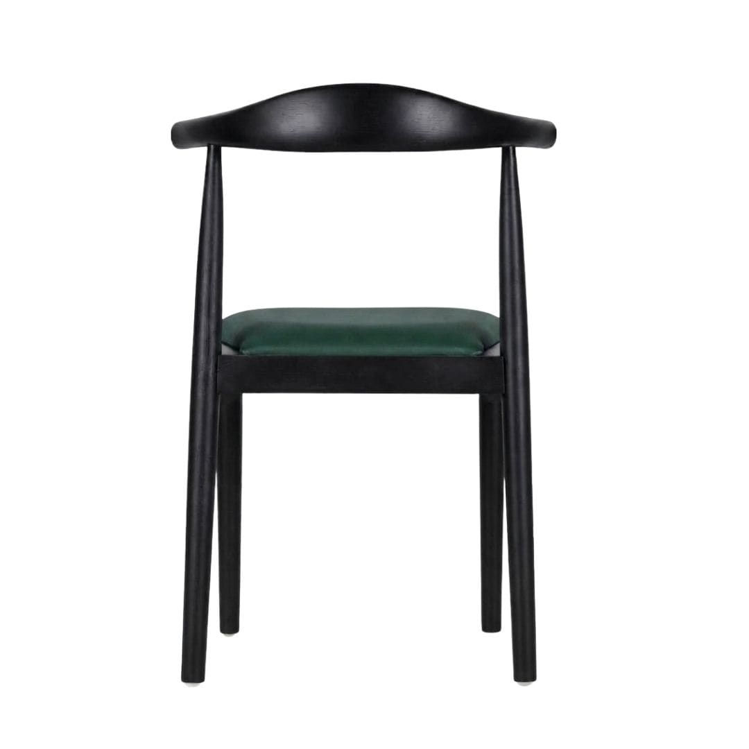 Chivari Black Wood Horn Chair with Hunter Green Vinyl Cushion CHWBL-SHVHG-KT