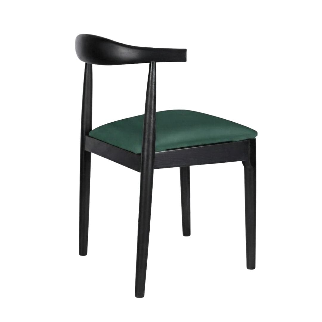 Chivari Black Wood Horn Chair with Hunter Green Vinyl Cushion CHWBL-SHVHG-KT