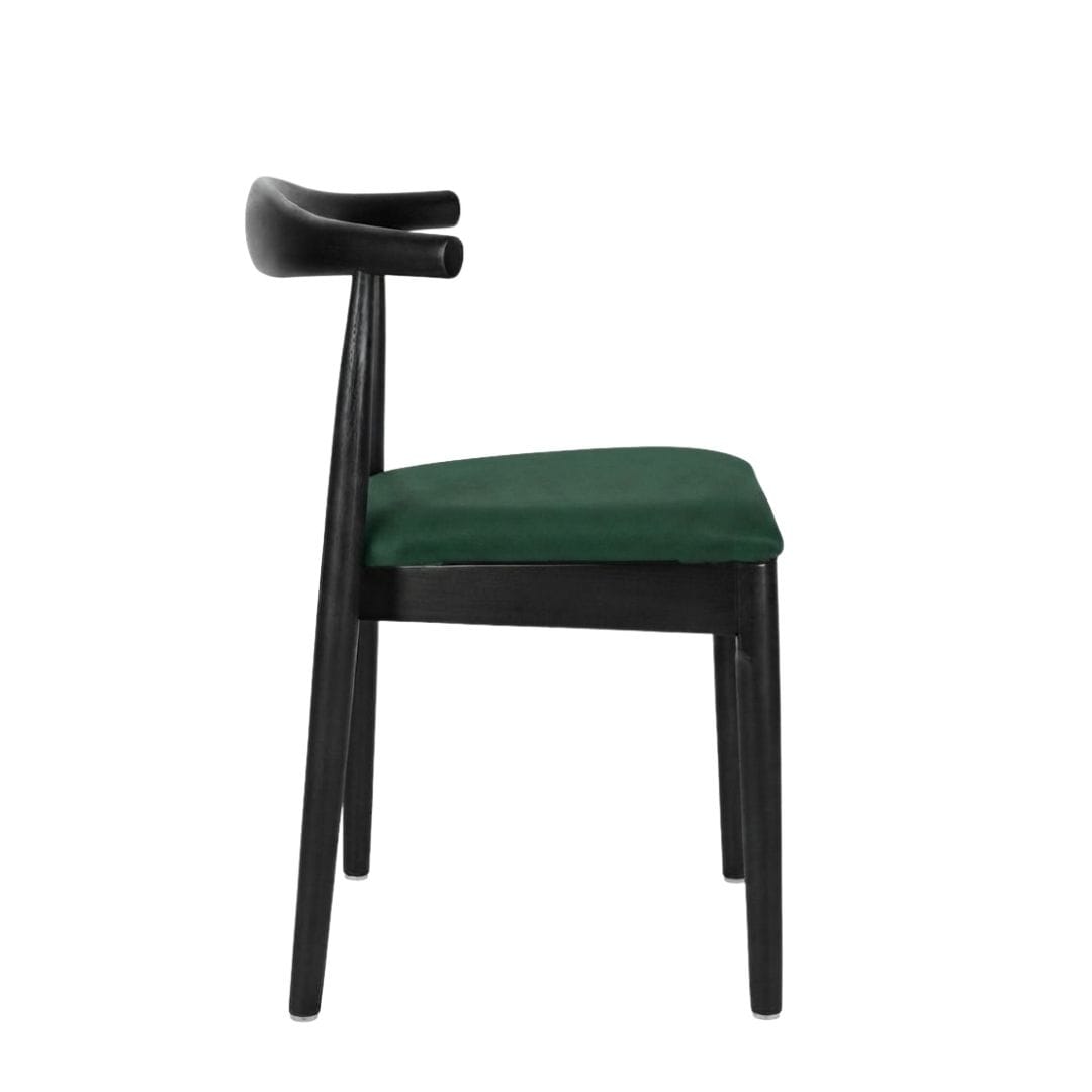 Chivari Black Wood Horn Chair with Hunter Green Vinyl Cushion CHWBL-SHVHG-KT