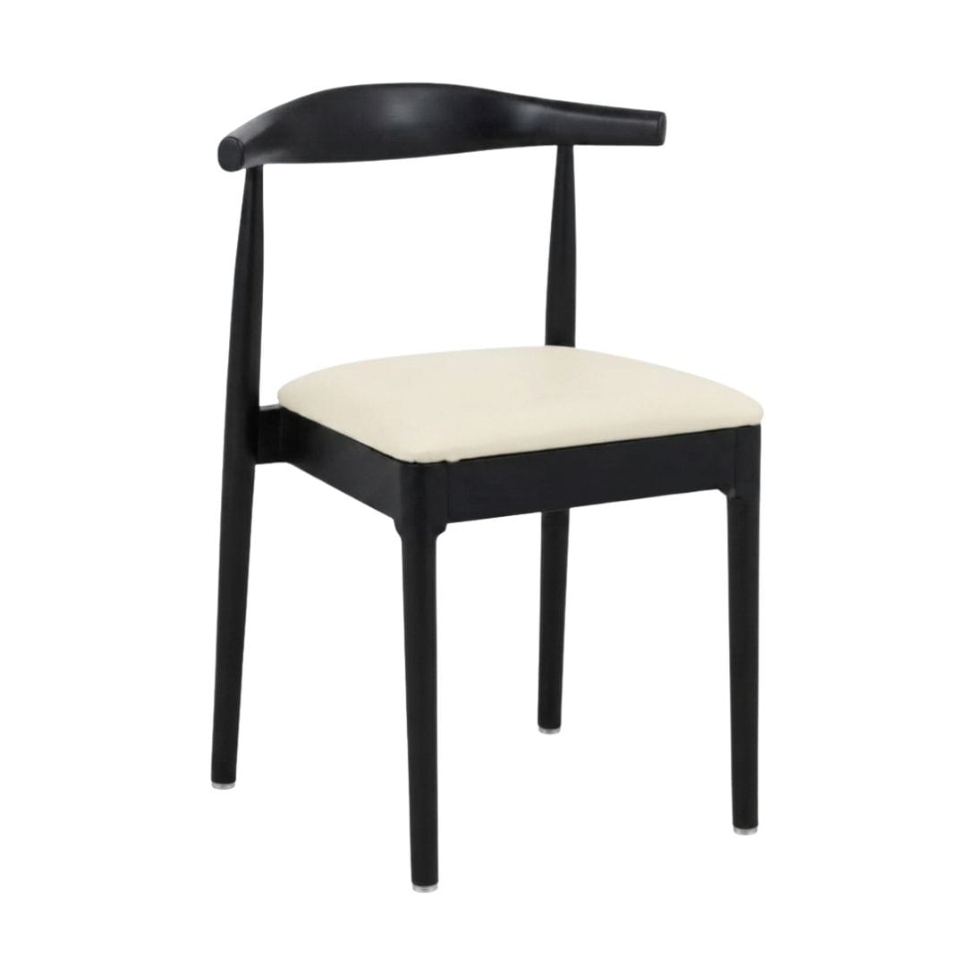 Chivari Black Wood Horn Chair with Ivory Vinyl Cushion CHWBL-SHVIV-KT