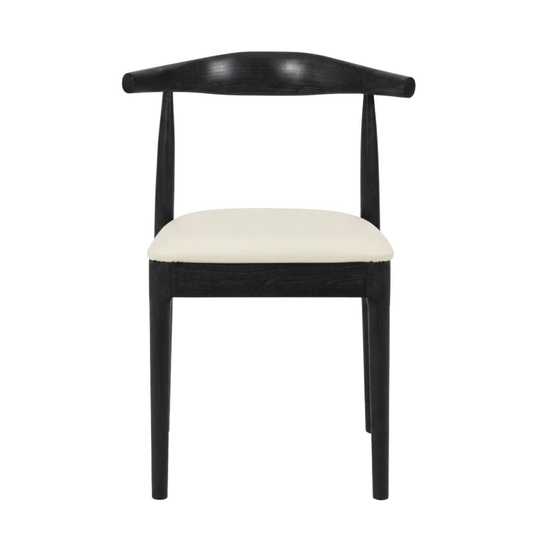 Chivari Black Wood Horn Chair with Ivory Vinyl Cushion CHWBL-SHVIV-KT