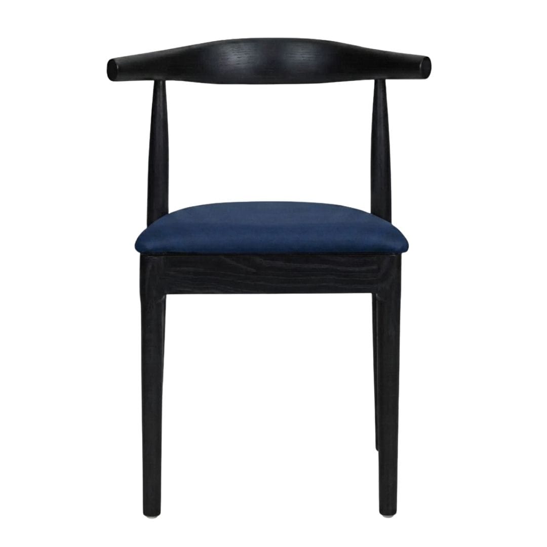 Chivari Black Wood Horn Chair with Navy Blue Vinyl Cushion CHWBL-SHVNB-KT