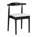 Black Wood Horn Chair with White Vinyl Cushion