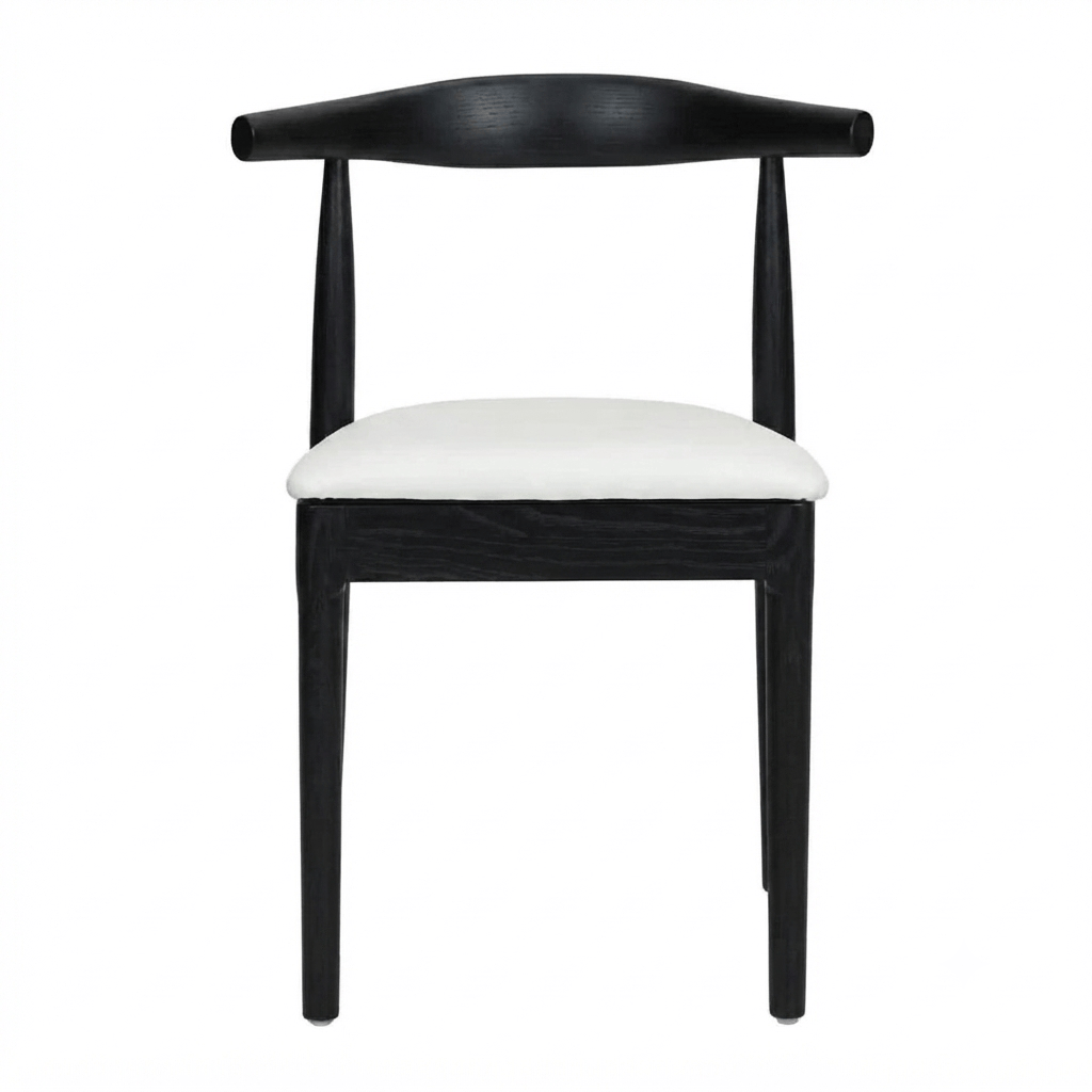 Chivari Black Wood Horn Chair with White Vinyl Cushion CHWBL-SHVWH-KT
