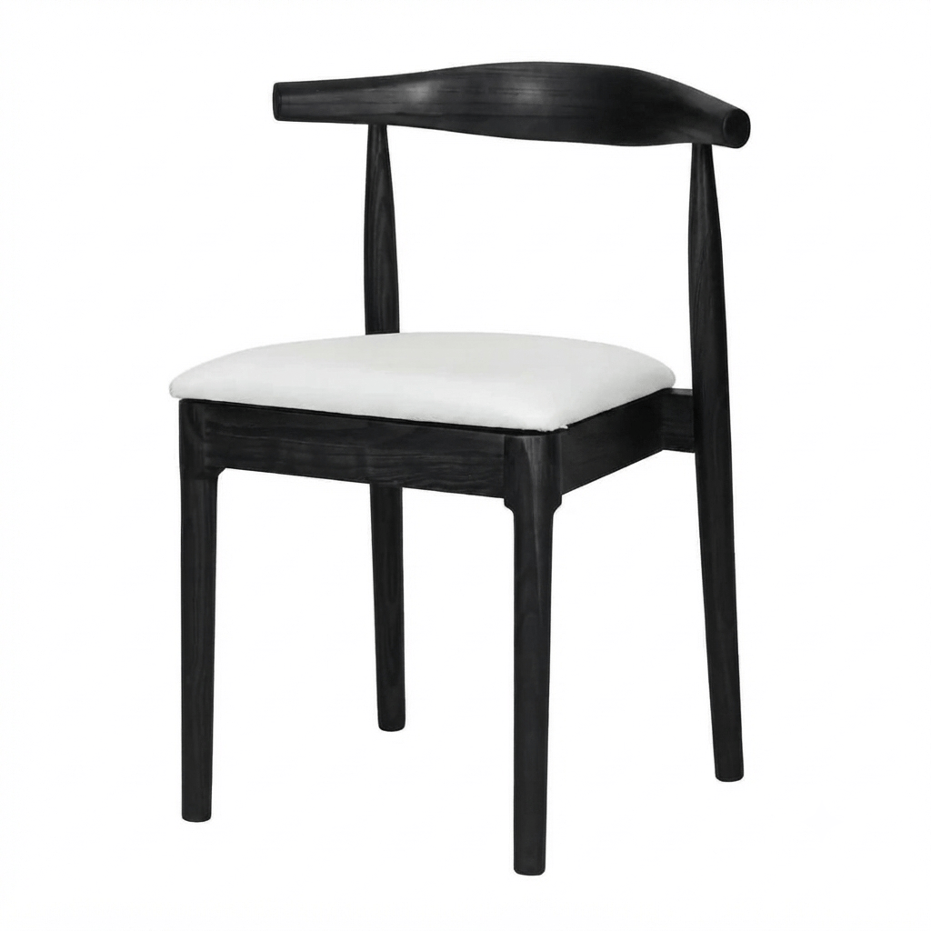 Chivari Black Wood Horn Chair with White Vinyl Cushion CHWBL-SHVWH-KT