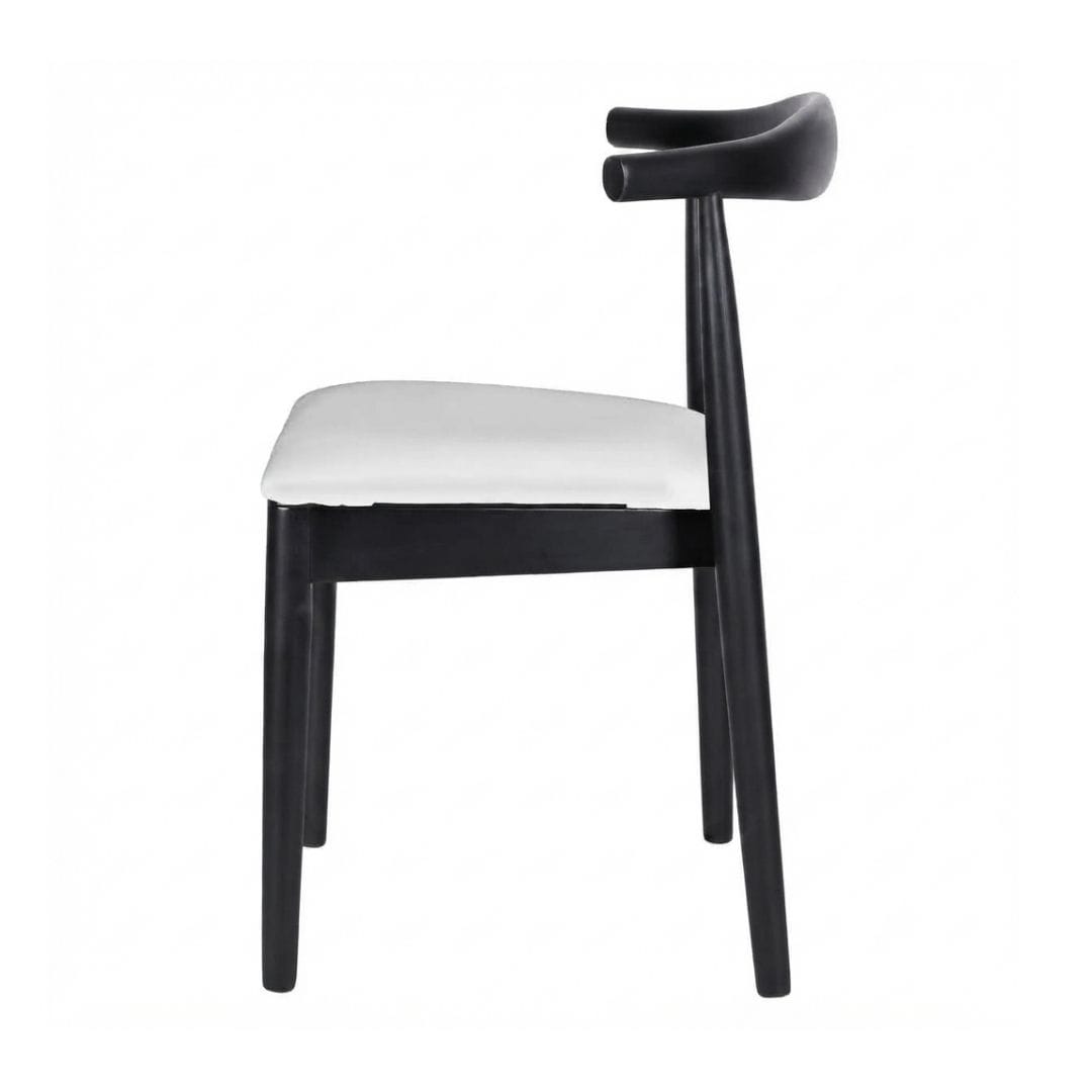 Chivari Black Wood Horn Chair with White Vinyl Cushion CHWBL-SHVWH-KT