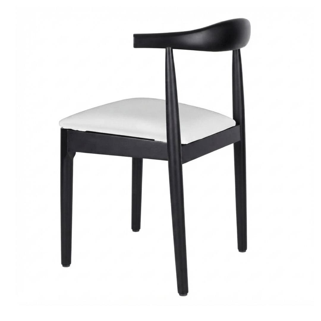 Chivari Black Wood Horn Chair with White Vinyl Cushion CHWBL-SHVWH-KT