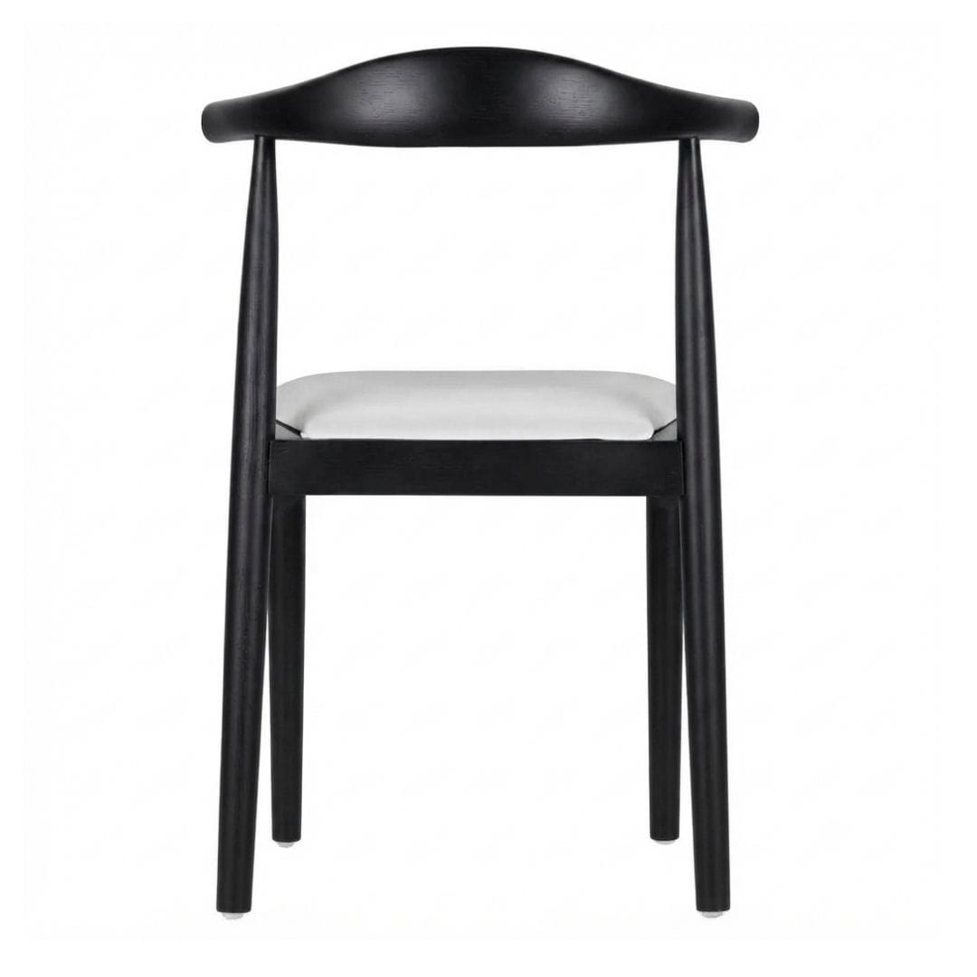 Chivari Black Wood Horn Chair with White Vinyl Cushion CHWBL-SHVWH-KT