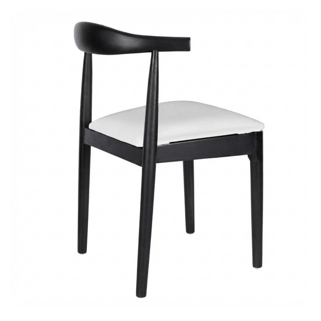 Chivari Black Wood Horn Chair with White Vinyl Cushion CHWBL-SHVWH-KT