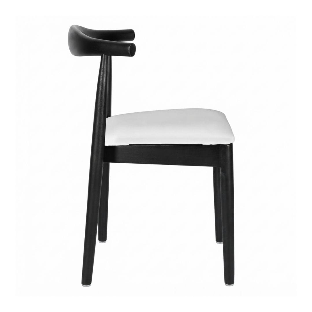 Chivari Black Wood Horn Chair with White Vinyl Cushion CHWBL-SHVWH-KT