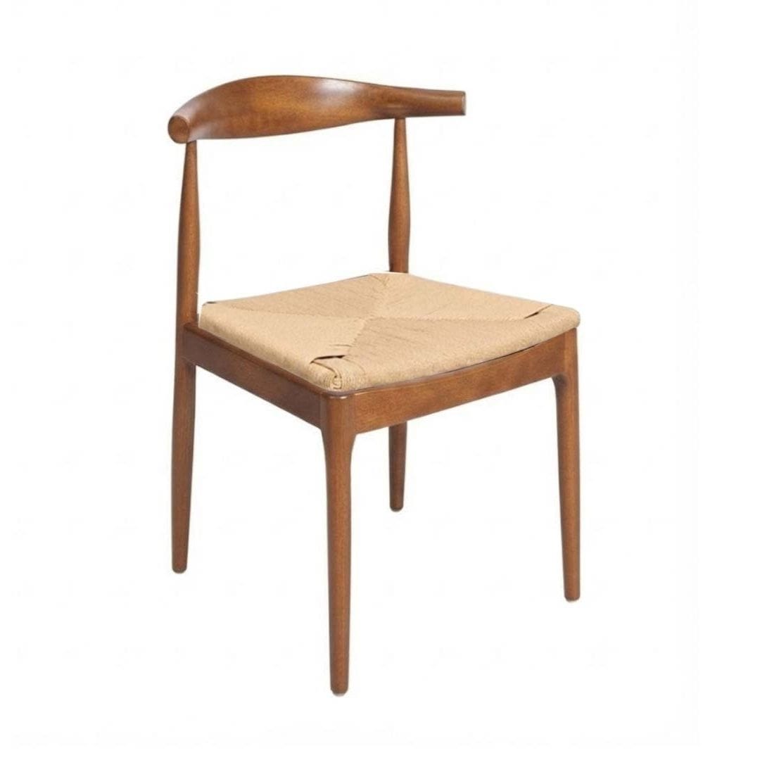 Chivari Chestnut Wood Horn Chair with Natural Rope Seat CHWC-SHRNT-KT