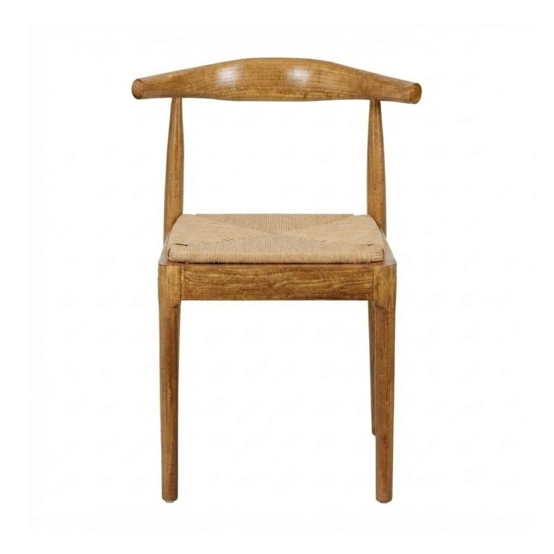 Chivari Chestnut Wood Horn Chair with Natural Rope Seat CHWC-SHRNT-KT
