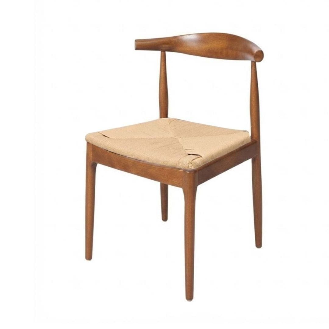 Chivari Chestnut Wood Horn Chair with Natural Rope Seat CHWC-SHRNT-KT
