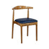 Chivari Chestnut Wood Horn Chair with Navy Blue Vinyl Cushion CHWC-SHVNB-KT