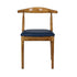 Chivari Chestnut Wood Horn Chair with Navy Blue Vinyl Cushion CHWC-SHVNB-KT