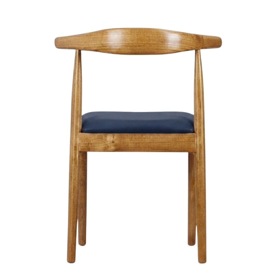 Chivari Chestnut Wood Horn Chair with Navy Blue Vinyl Cushion CHWC-SHVNB-KT