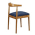 Chivari Chestnut Wood Horn Chair with Navy Blue Vinyl Cushion CHWC-SHVNB-KT
