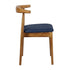 Chivari Chestnut Wood Horn Chair with Navy Blue Vinyl Cushion CHWC-SHVNB-KT