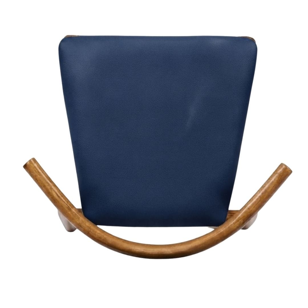 Chivari Chestnut Wood Horn Chair with Navy Blue Vinyl Cushion CHWC-SHVNB-KT