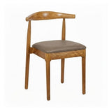 Chestnut Wood Horn Chair with Taupe Vinyl Cushion