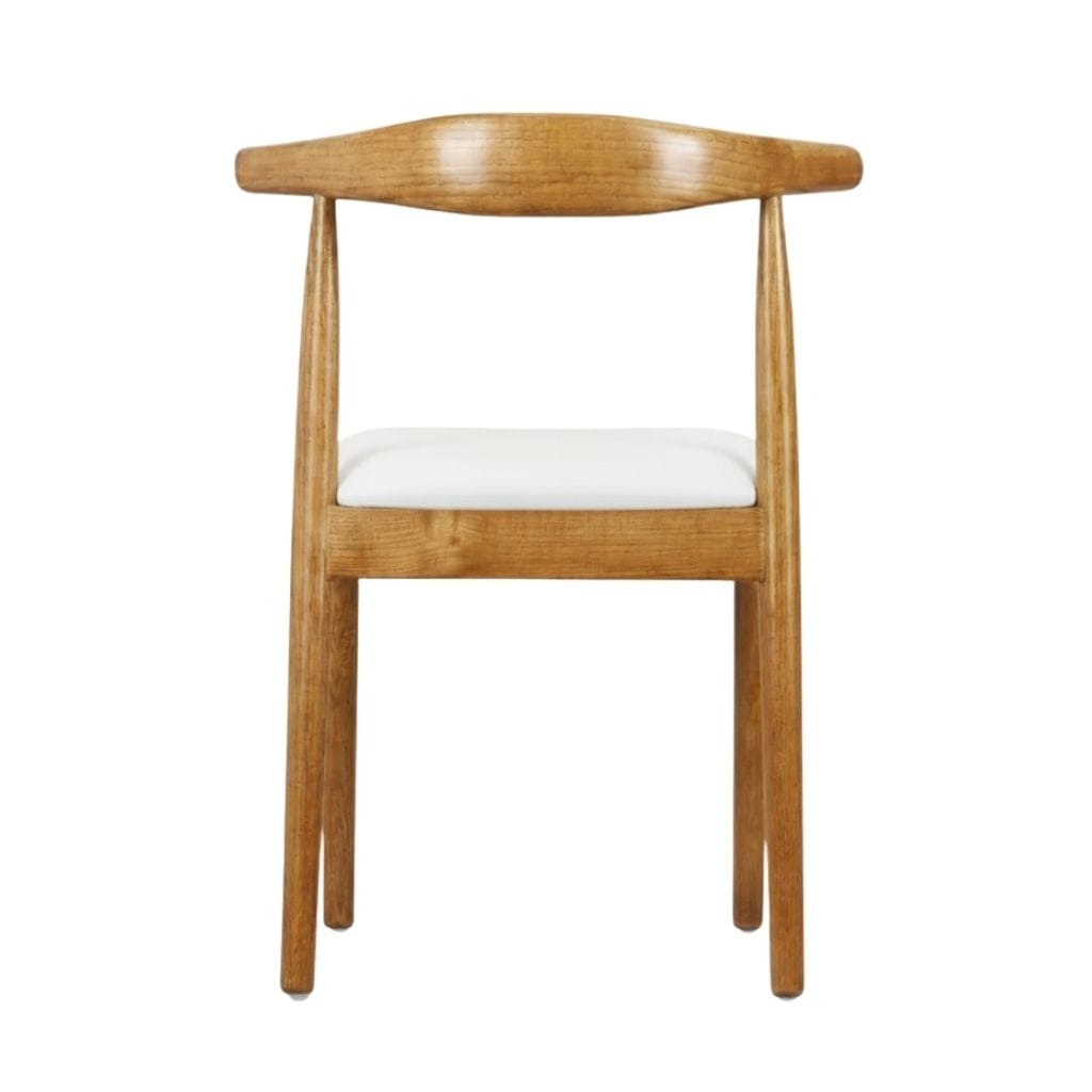 Chivari Chestnut Horn Wood Chair with White Vinyl Cushion CHWC-SHVWH-KT