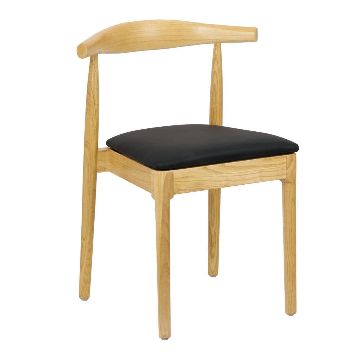 Chivari Natural Horn Wood Chair with Black Vinyl Cushion CHWN-SHVBL-KT
