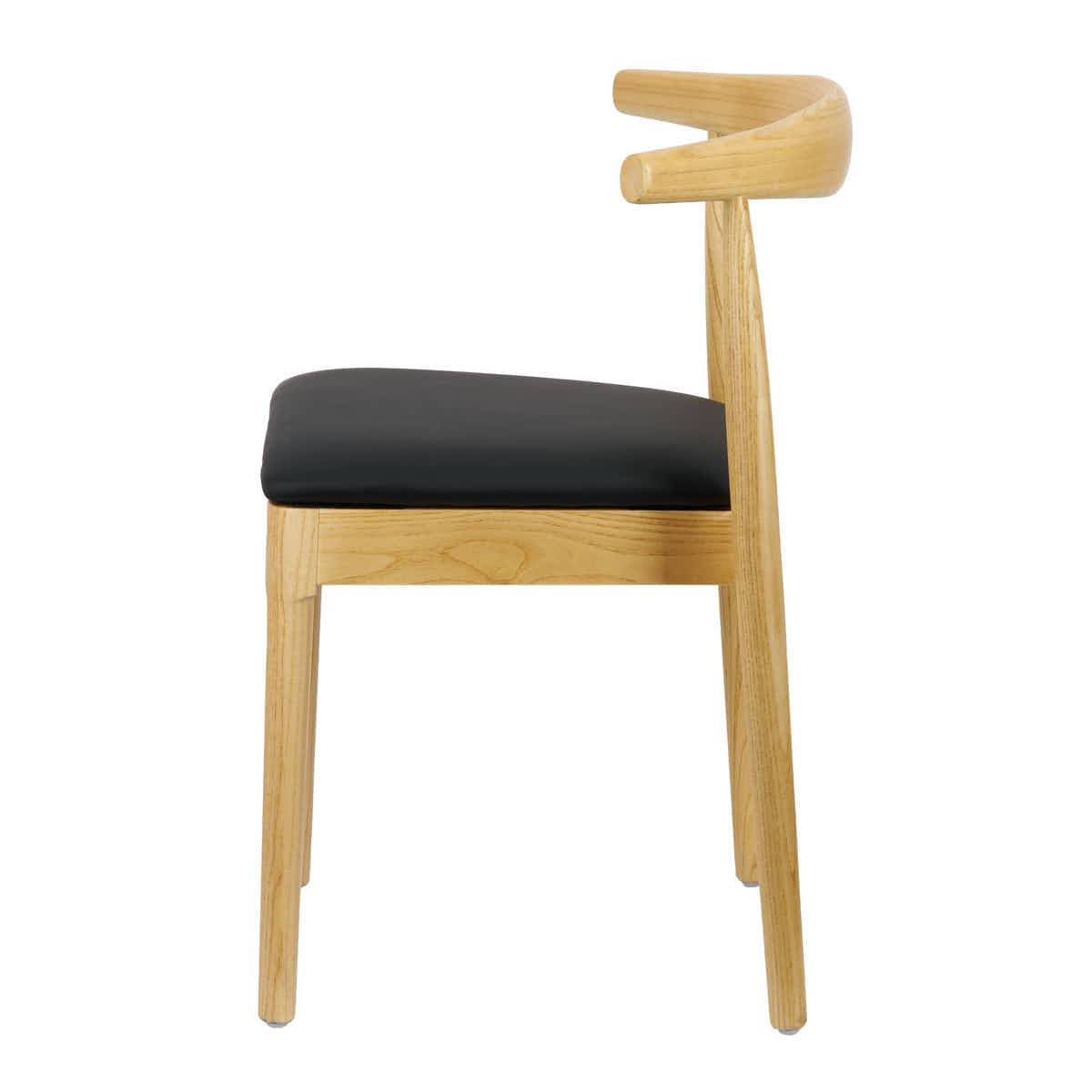 Chivari Natural Horn Wood Chair with Black Vinyl Cushion CHWN-SHVBL-KT