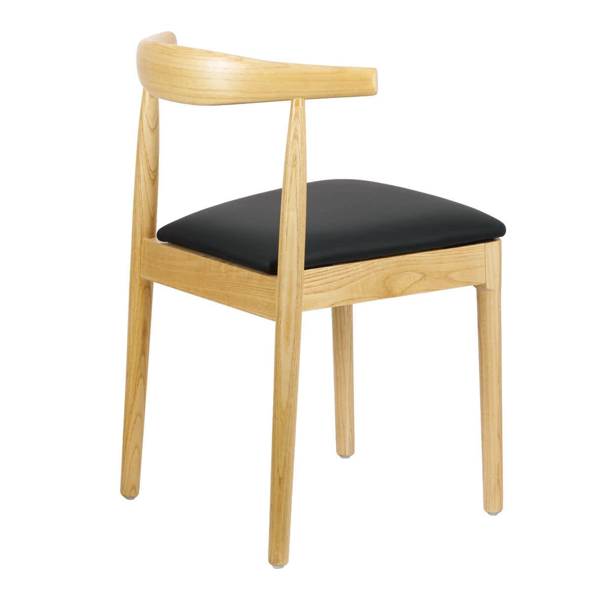 Chivari Natural Horn Wood Chair with Black Vinyl Cushion CHWN-SHVBL-KT