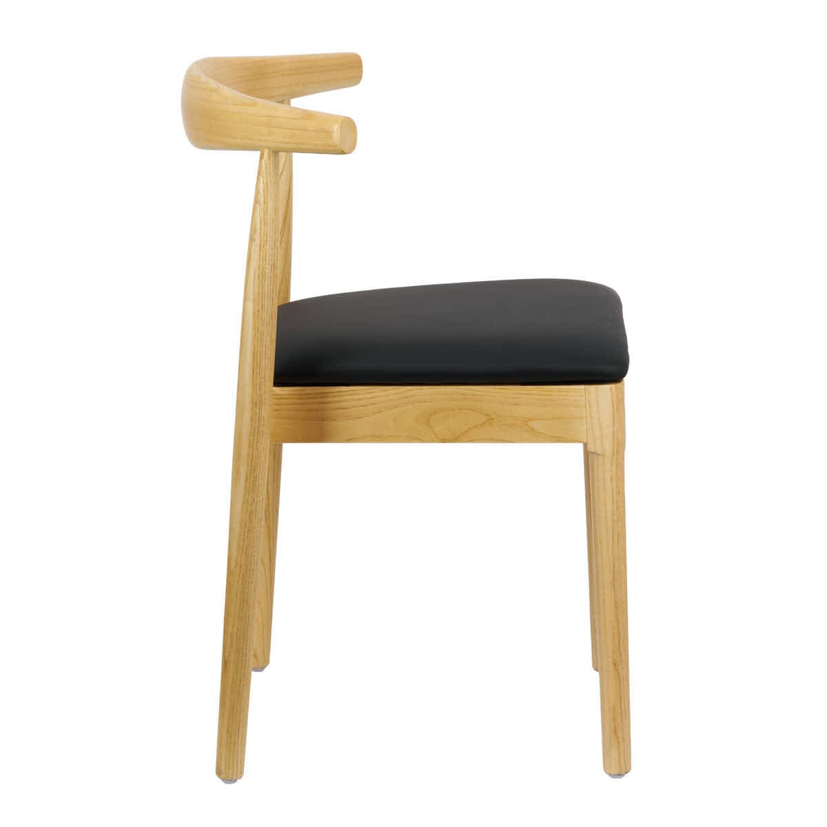 Chivari Natural Horn Wood Chair with Black Vinyl Cushion CHWN-SHVBL-KT