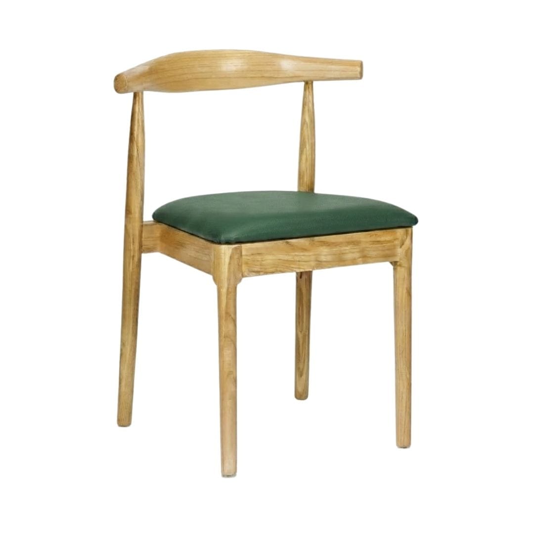 Chivari Natural Wood Horn Chair with Hunter Green Vinyl Cushion CHWN-SHVHG-KT