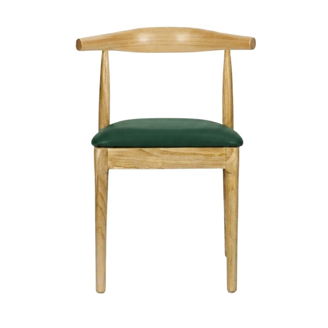 Chivari Natural Wood Horn Chair with Hunter Green Vinyl Cushion CHWN-SHVHG-KT