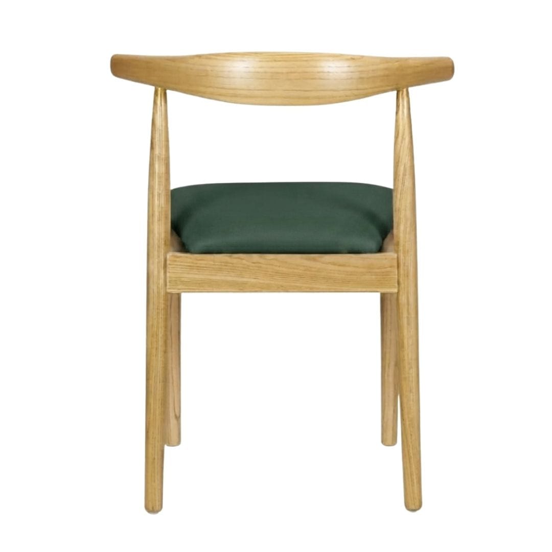 Chivari Natural Wood Horn Chair with Hunter Green Vinyl Cushion CHWN-SHVHG-KT