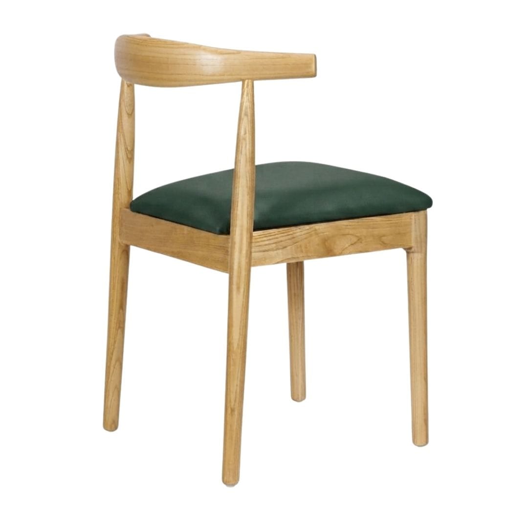 Chivari Natural Wood Horn Chair with Hunter Green Vinyl Cushion CHWN-SHVHG-KT