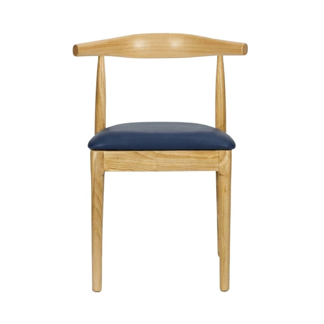 Chivari Natural Wood Horn Chair with Navy Blue Vinyl Cushion CHWN-SHVNB-KT