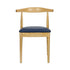 Chivari Natural Wood Horn Chair with Navy Blue Vinyl Cushion CHWN-SHVNB-KT