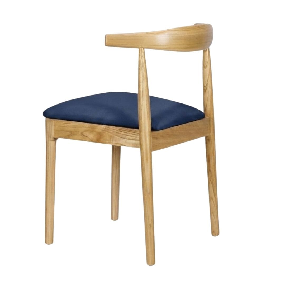 Chivari Natural Wood Horn Chair with Navy Blue Vinyl Cushion CHWN-SHVNB-KT