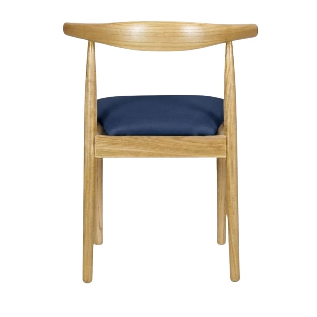 Chivari Natural Wood Horn Chair with Navy Blue Vinyl Cushion CHWN-SHVNB-KT