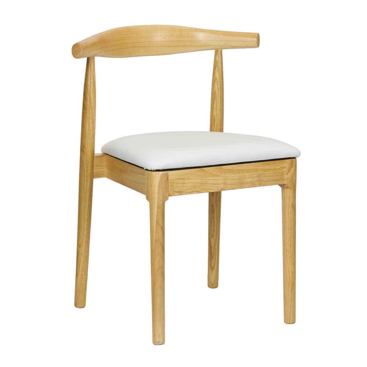 Chivari Natural Horn Wood Chair with White Vinyl Cushion CHWN-SHVWH-KT