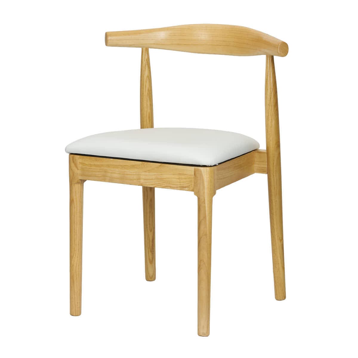 Chivari Natural Horn Wood Chair with White Vinyl Cushion CHWN-SHVWH-KT