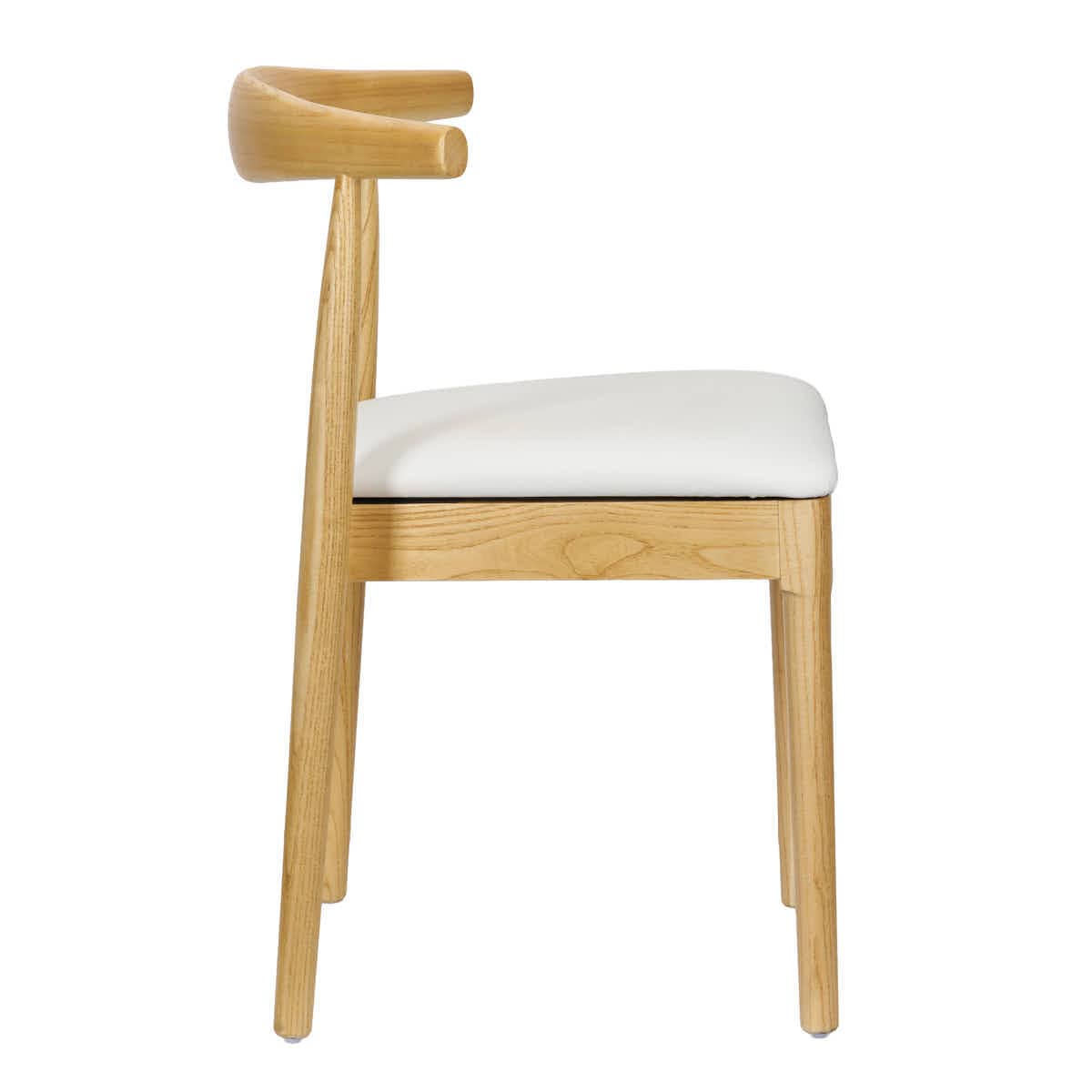 Chivari Natural Horn Wood Chair with White Vinyl Cushion CHWN-SHVWH-KT