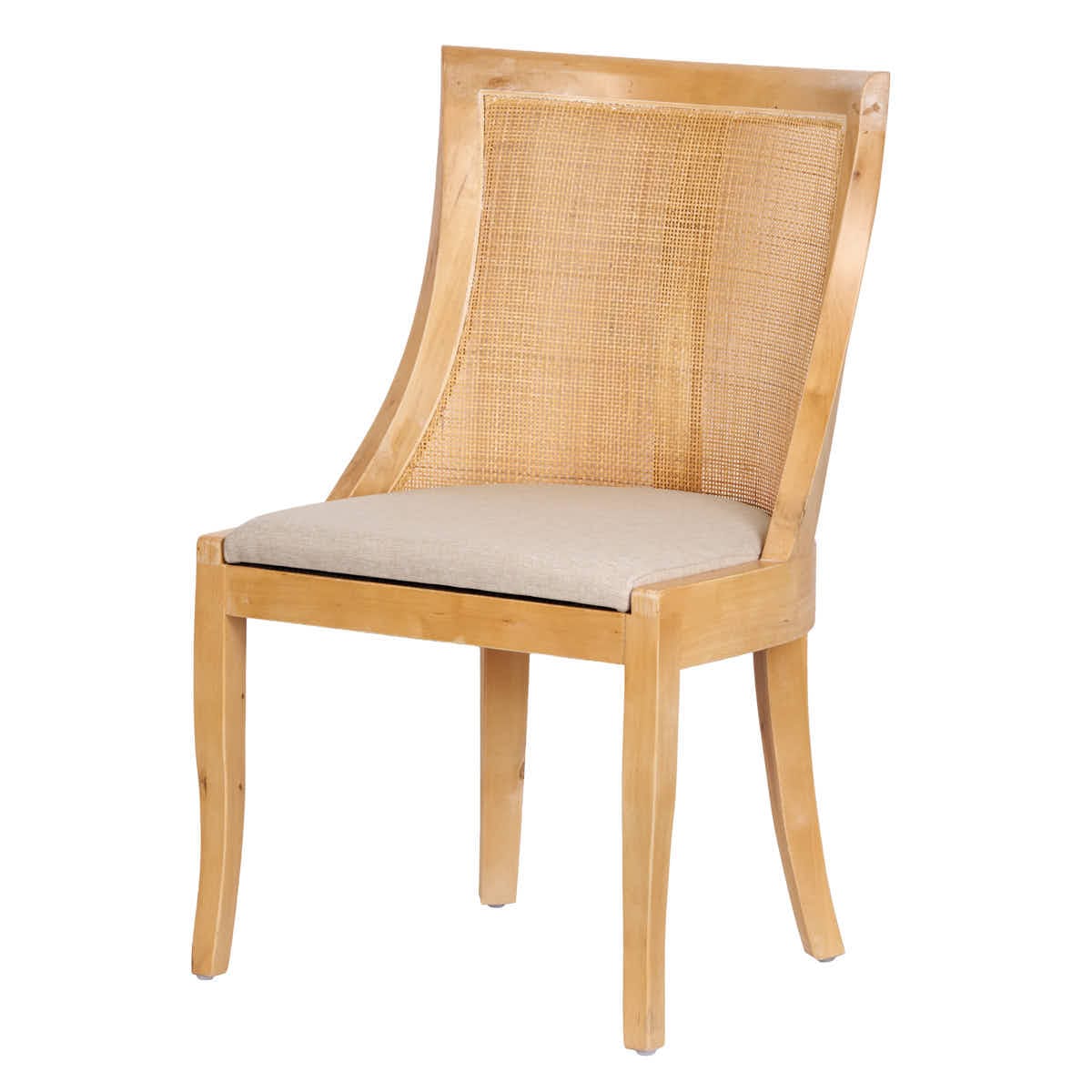 Chivari Natural White Wash Hampton Chair with Beige Fabric Cushion CHWNWW-BEGF-KT