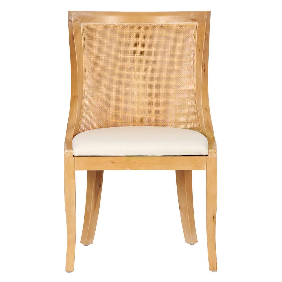 Chivari Natural White Wash Hampton Chair with Ivory Fabric Cushion CHWNWW-IVYF-KT