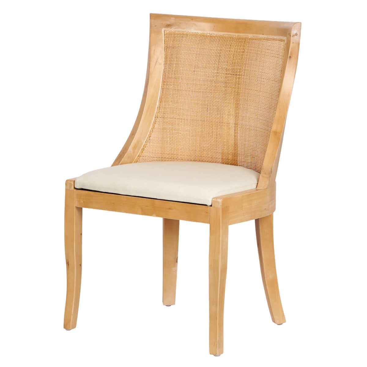 Chivari Natural White Wash Hampton Chair with Ivory Fabric Cushion CHWNWW-IVYF-KT