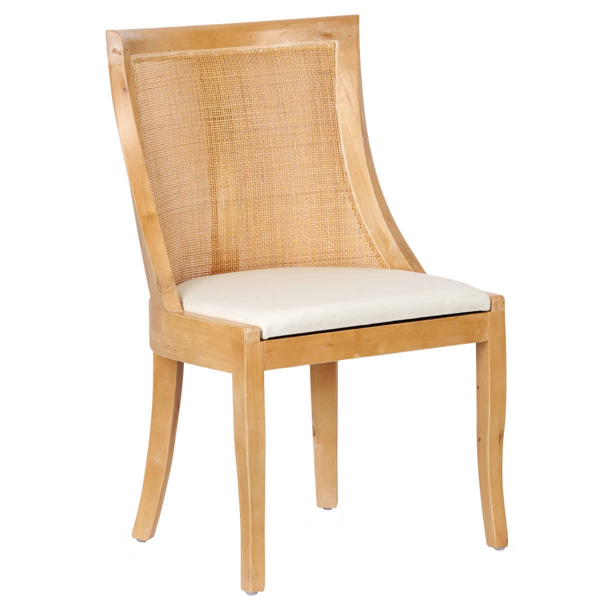 Chivari Natural White Wash Hampton Chair with White Fabric Cushion CHWNWW-WHIF-KT