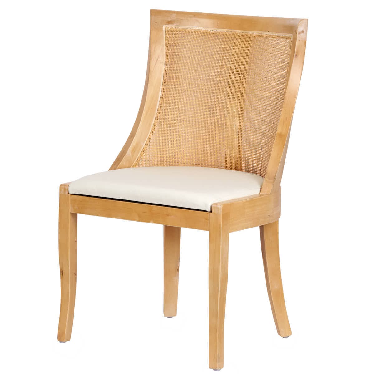 Chivari Natural White Wash Hampton Chair with White Fabric Cushion CHWNWW-WHIF-KT